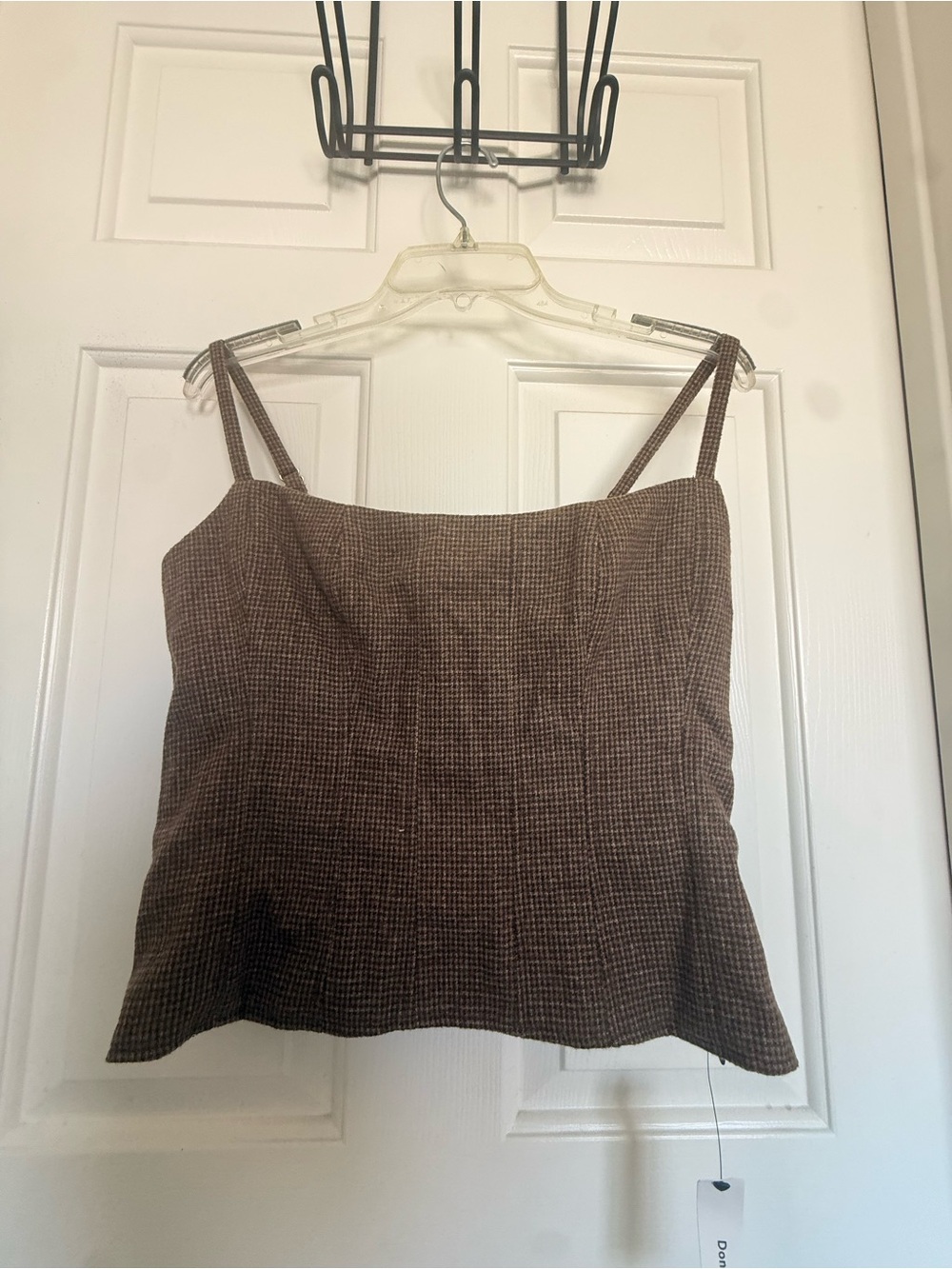 Reformation Brown Plaid Square-Neck Cami